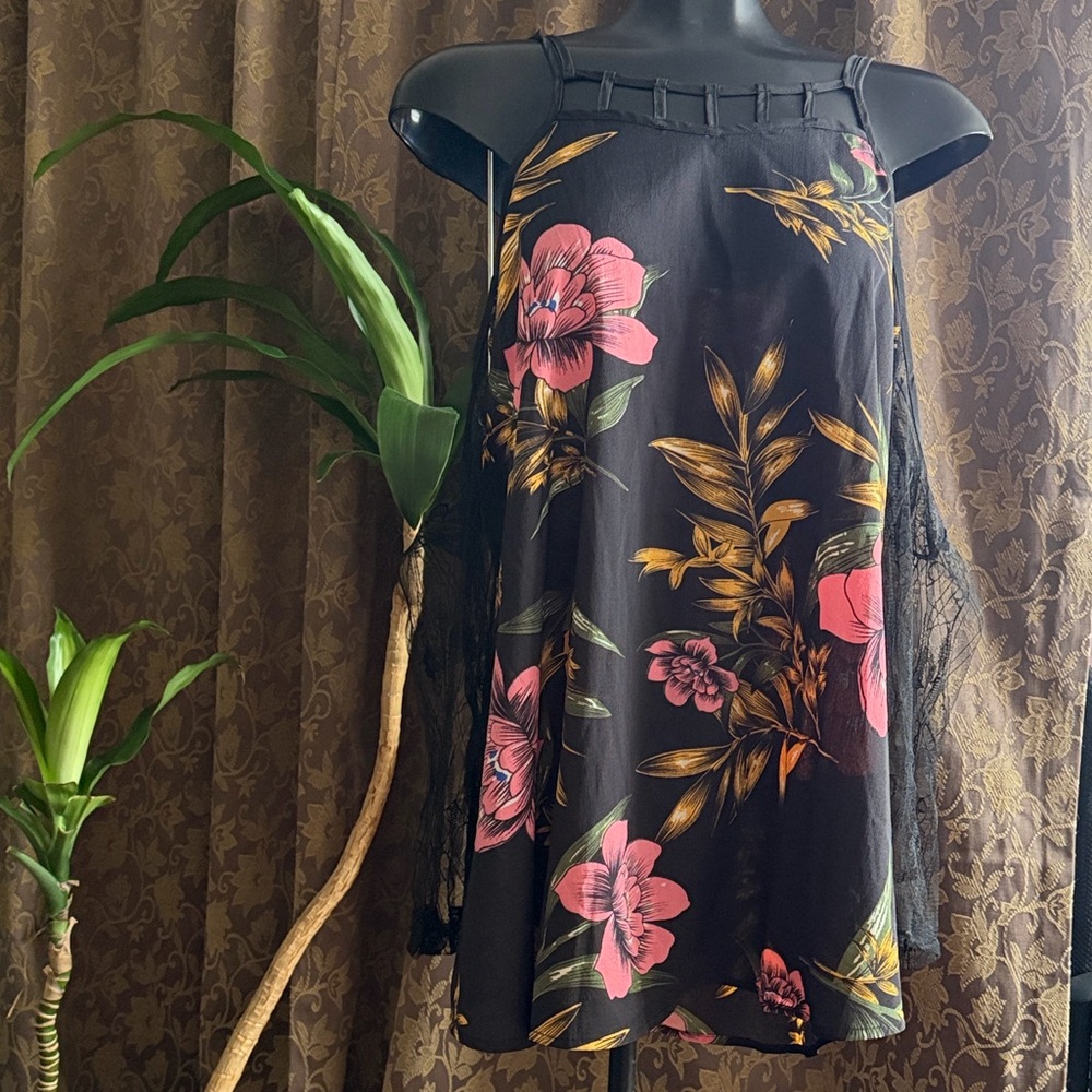🔖 Rosegal Floral Black see through sleeve top